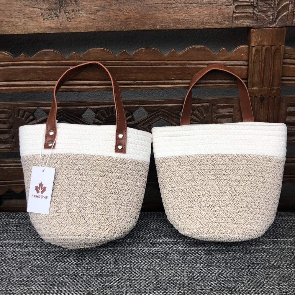 Cream and Tan Woven Baskets
